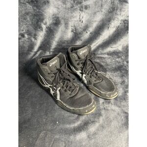 Asics Kids Matflex C545N Lace Up Black Silver Wrestling Shoes‎ Size 6